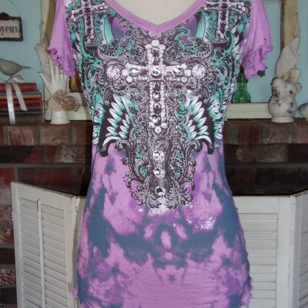 Lace Backed Embellished Tee